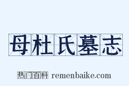 母杜氏墓志是什么意思的图片